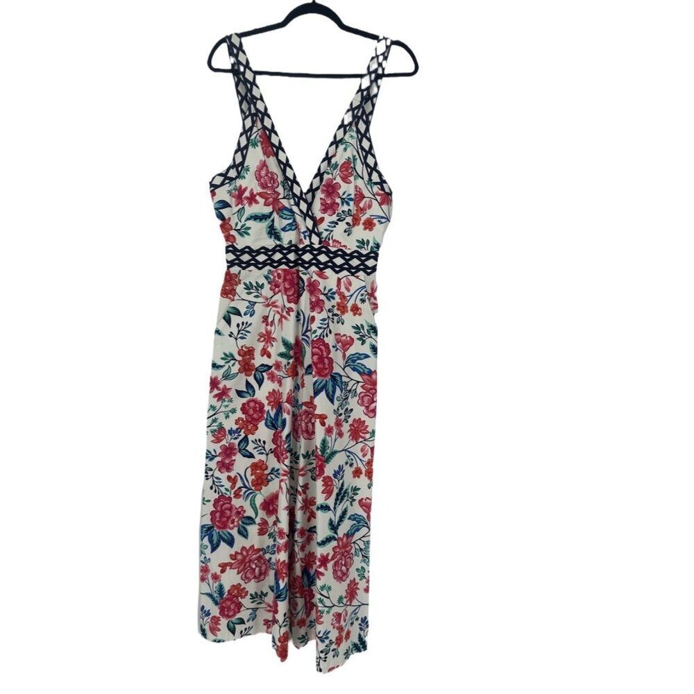 Eliza J Floral Wide-Leg Jumpsuit Crispy White Floral Size 8 - Picture 2 of 9